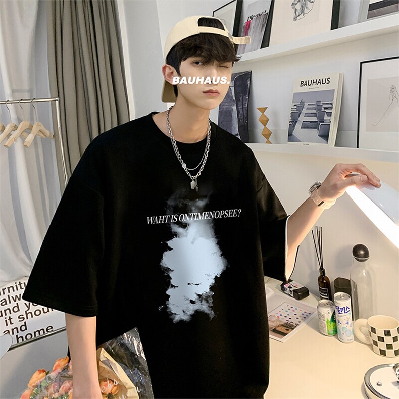 抖音得物二开现货220克夏装重磅美式高街宽松短袖t恤MT195,男装T恤,电商A486-1
