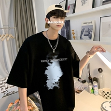 抖音得物二开现货220克夏装重磅美式高街宽松短袖t恤MT195，男装T恤，电商A486-1