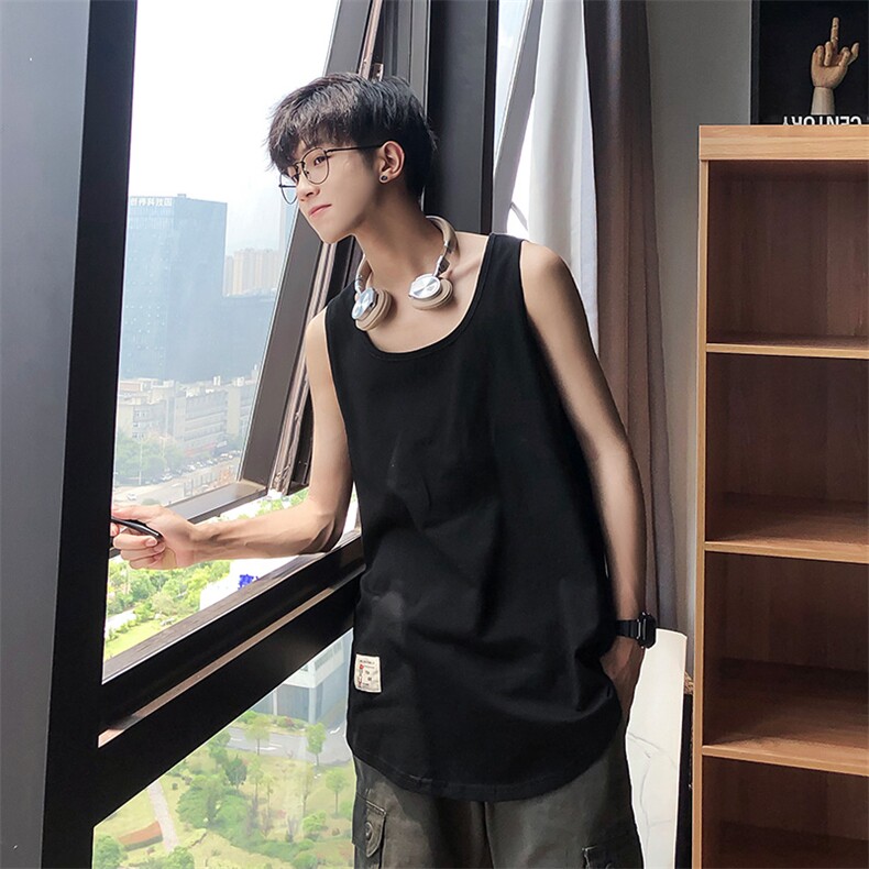 简约纯色运动无袖背心男宽松街头风百搭薄款T恤上衣B764-特价P18,男装背心/马甲,电商A007