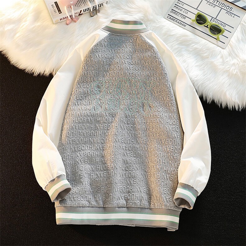 2023秋装新款男女同款时尚棒球服韩版胸针刺绣夹克外套8013-P95,男装夹克,电商A441-1