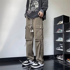 美式机能冲锋裤男秋季潮牌宽松阔腿工装裤子Q600P36，男装休闲裤，星座1116-2