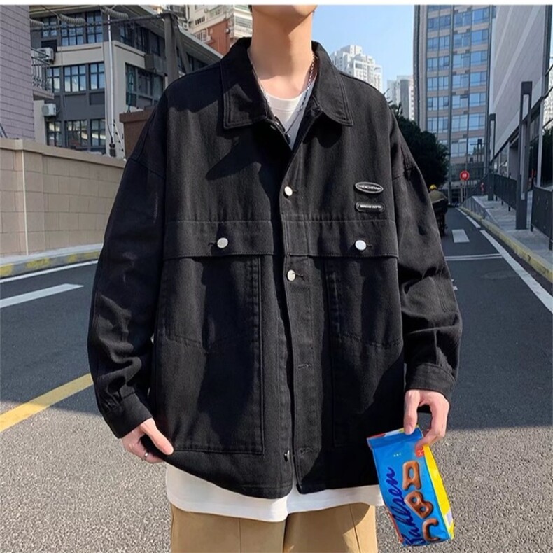 牛仔工装夹克男春季美式复古潮流vibe百搭休闲外套炸街情侣款上衣图片