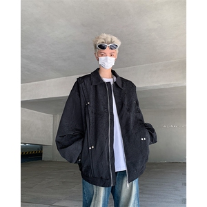 F436P68新款秋装男生休闲夹克外套美式高街时尚宽松休闲