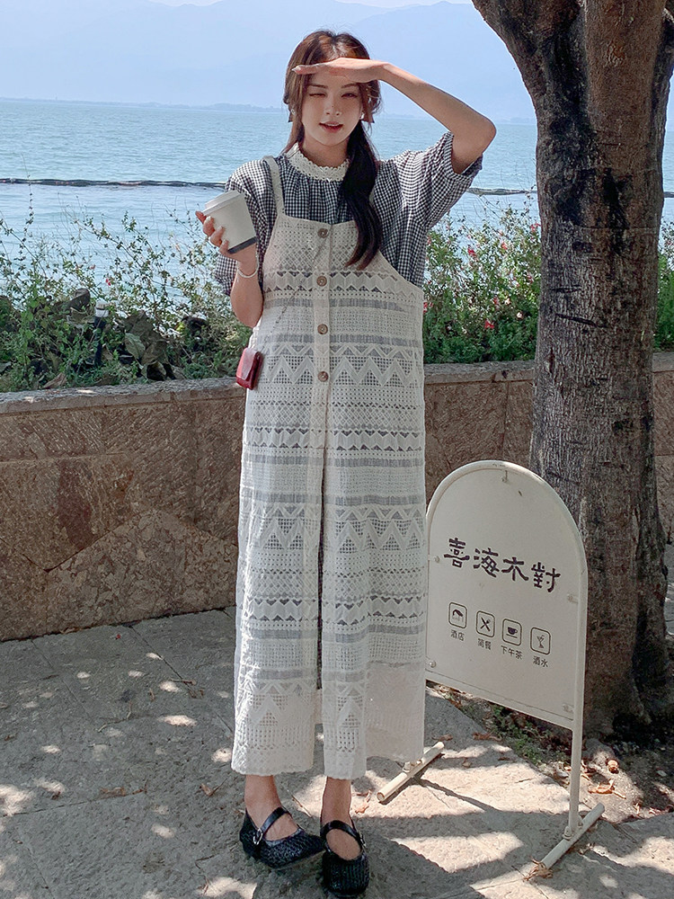 2025夏装新款法式蕾丝镂空裙套装2530-P135-K205,女装套装/套裙,含赞