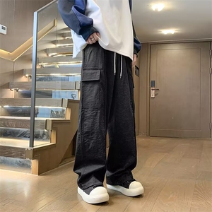 美式复古潮牌高腰休闲长裤男女春秋新款多口袋百搭高街工装直筒裤图片