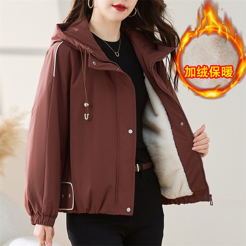 短款休闲连帽派克服加绒厚外套女2025冬季新款小个子宽松保暖棉衣,女装棉衣/棉服,慕咨