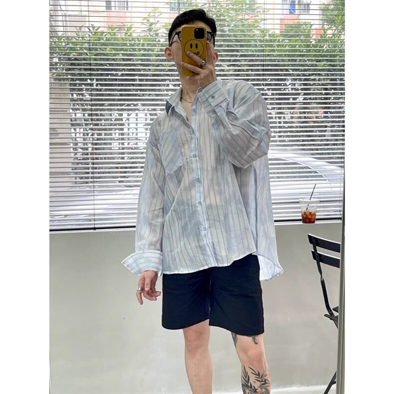 青春流行新款气质休闲长袖ins衬衫尖领潮百搭男女情侣夏季防晒衣,男装衬衫,星座506A