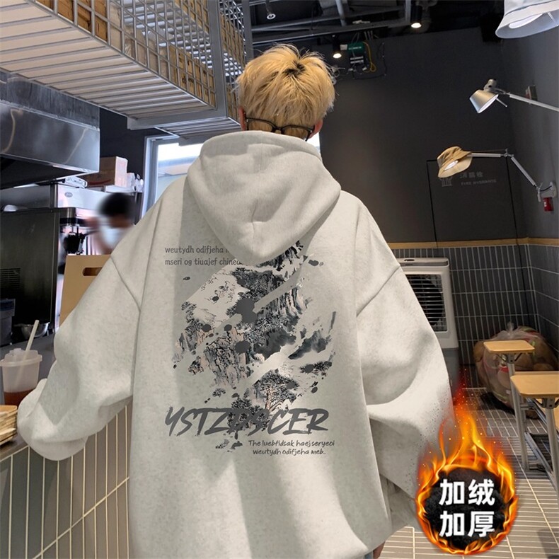 1506-1/WF0461/P43潮连帽卫衣男士2025新款宽松上衣服图片