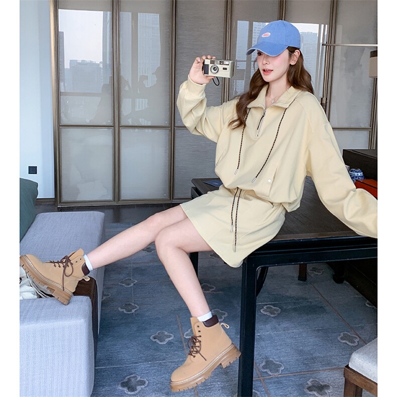 黄色超好看时尚卫衣套装裙女春季2025新款设计感休闲半身裙两件套,女装套装/套裙,2C201