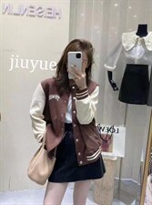 现货秋季新款拼色字母夹克棒球服外套，其它，九月