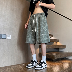短裤男夏季新款港风宽松扎染灯芯绒五分裤DK3021-P28图片