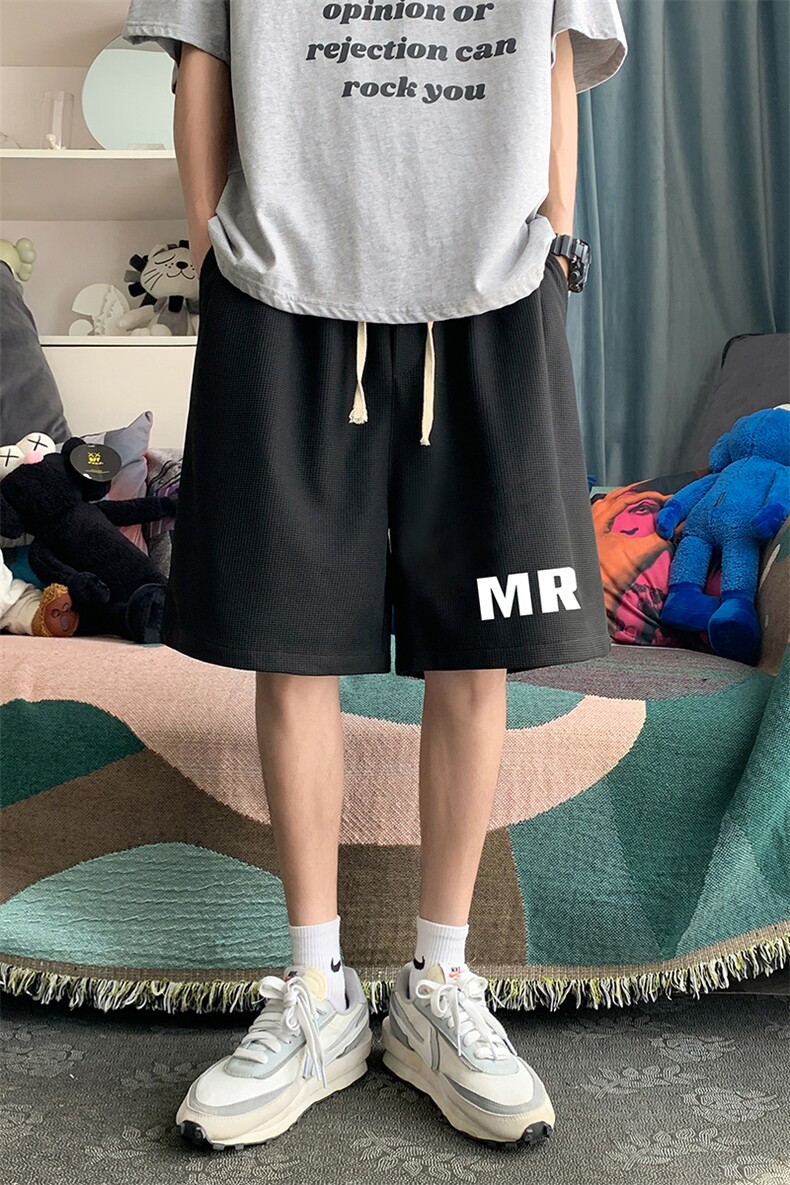 HD74253-P22华夫格短裤男大码宽松五分裤男直筒中裤,男装休闲裤,电商A040