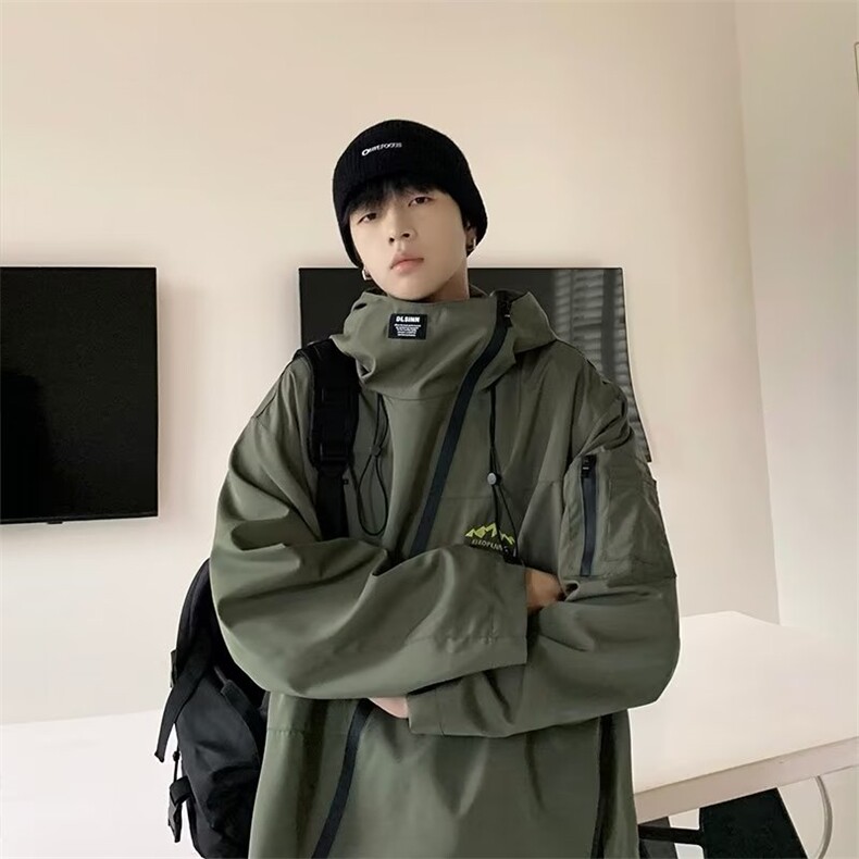 美式复古机能冲锋衣男女情侣运动连帽宽松外套潮牌夹克J9916-p60,男装夹克,星座1008
