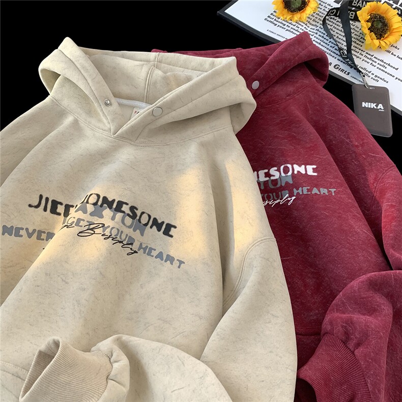 大码春季重磅高品质砂洗做旧连帽卫衣JF23特P65控98加绒特70控108，男装卫衣，电商A422-1