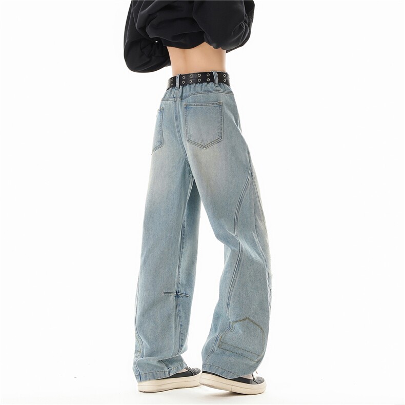 B221美式ins高街暗黑宽松直筒工装牛仔裤LK26623-特P48控88，男装牛仔裤，电商B221