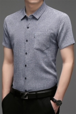 短袖衬衫男士商务夏季新品纯色衬衣时尚潮流休闲舒适中年男装上衣，男装衬衫，电商B212（原钱塘6029）