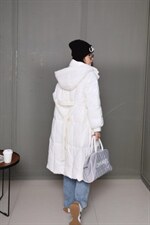 戴帽系带冬款羽绒服，女装羽绒服，谦度