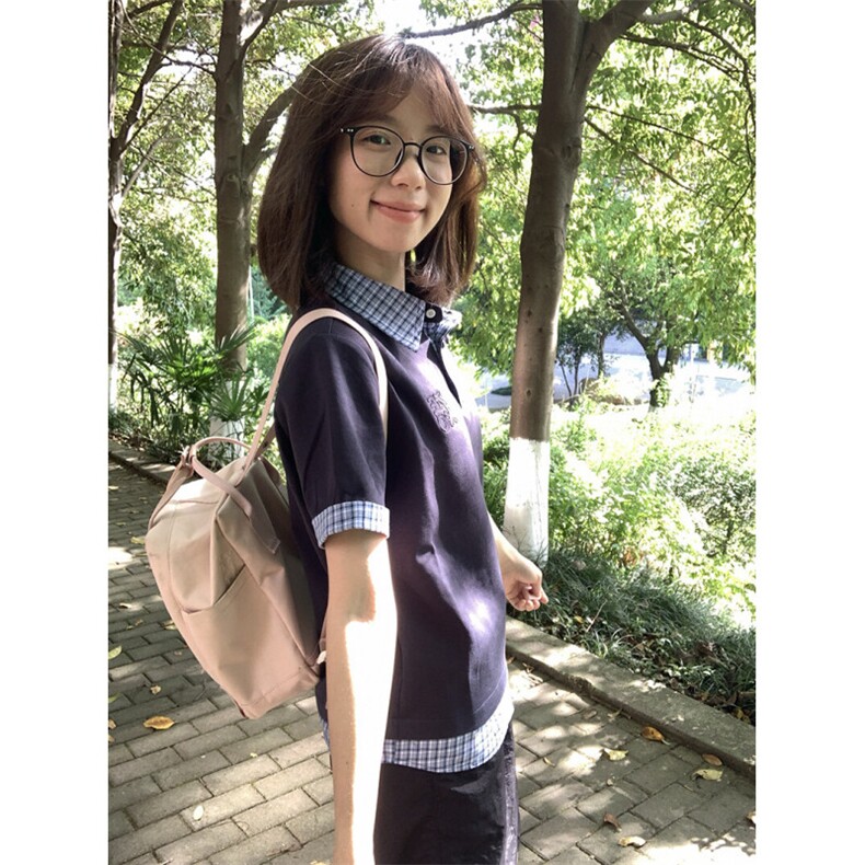 H0909-P40推荐#原版出货+刺绣修身显瘦假两件短袖T恤,女装T恤,星座617A-2