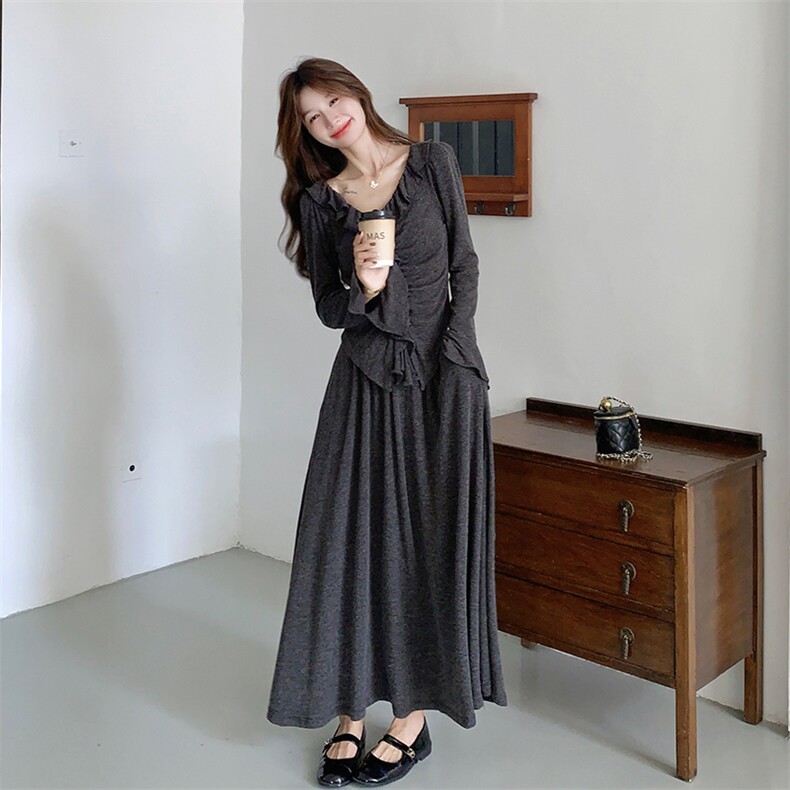 针织弹力套裙显瘦优雅气质,女装连衣裙,2B137