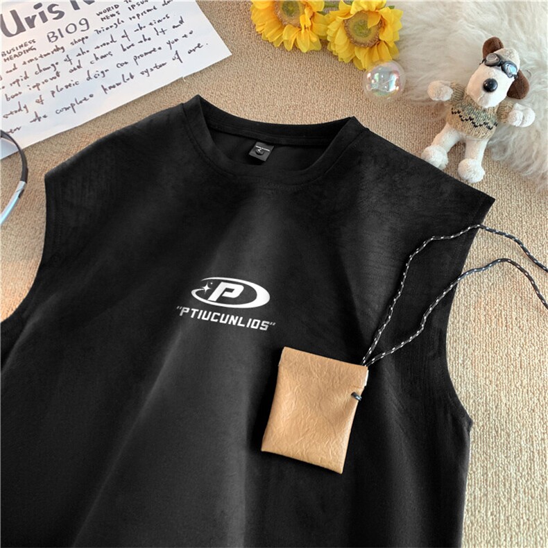 可设48小时发货支持抖音得物来样二开240克重磅美式麂皮绒背心t恤，男装背心/马甲，电商A486-1