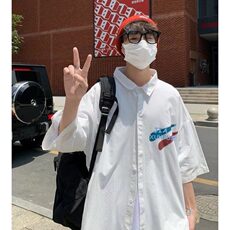 cityboy复古衬衫男夏季薄款潮流短袖衬衣设计感小众阿美咔叽外套，男装衬衫，星座506A