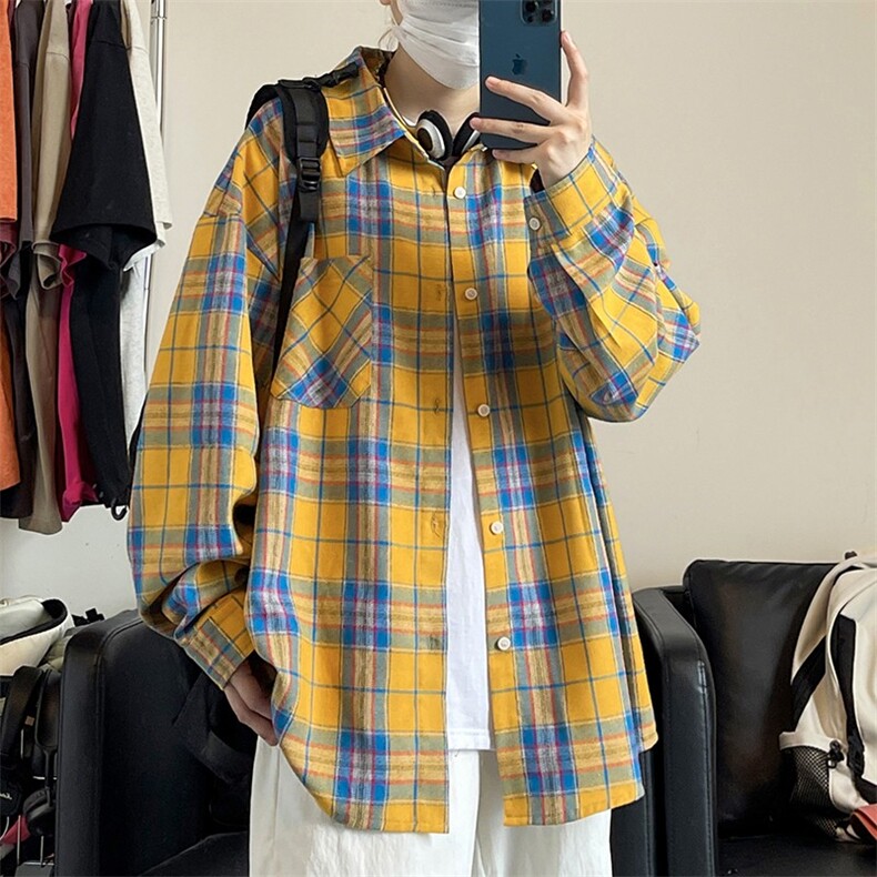 2026春季小众设计格子衬衫男贴标大码长袖外套C2501-特P30控58，男装衬衫，电商A001