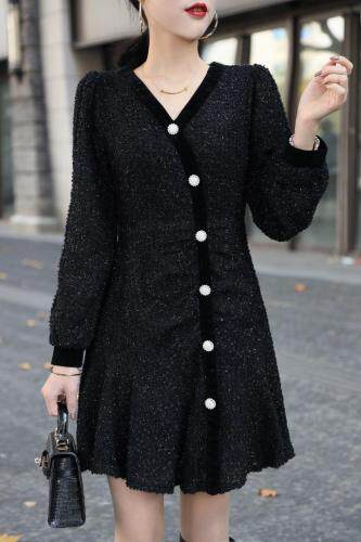 【现货】小香风木耳边连衣裙，女装连衣裙，艾丹迪蔓