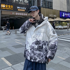 现货雪山款连帽时尚宽松轻薄白鸭绒扎染外套羽绒服R8833P100，男装羽绒服，星座301D-5(原星座1415）
