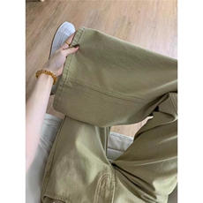 美式卡其色低腰微喇牛仔裤女小个子新款不贴腿宽松显瘦垂感阔腿裤，男装牛仔裤，星座1210-1