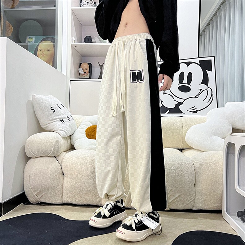 侧边条纹裤子男士美式潮牌痞帅直筒男款休闲长裤K077-P40,男装休闲裤,星座308B-1
