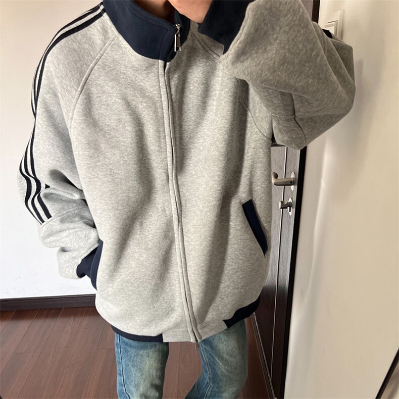 抖音得物高品质美式高街重磅结构设计拼接织带立领卫衣外套CM42，男装卫衣，电商A486