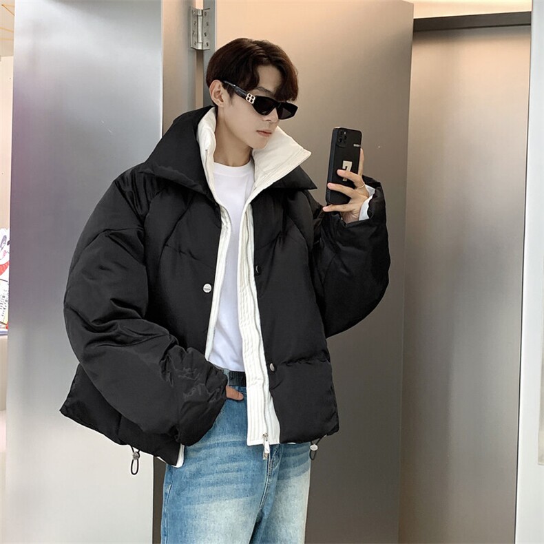 双层领PU皮拼接假两件棉服外套男冬季加厚MY1133-特P90,男装棉衣,星座403（原603-1）