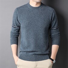秋冬男士长袖羊毛毛衣男纯色圆领针织打底上衣QLM77811-P170，男装针织衫/毛衣，电商B212（原钱塘6029）