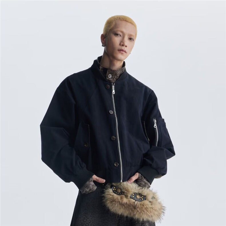 高级感机车皮衣外套男立领春秋2025新款男士宽松大码美式复古潮牌图片