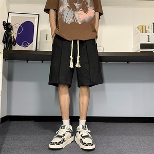 休闲短裤男夏季设计感小众美式复古裤子潮牌潮流宽松运动五分中裤图片