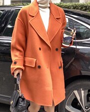 2021秋冬新款时尚西装领四粒扣气质宽松百搭百分百羊毛双面呢，女装西装，L·H·X