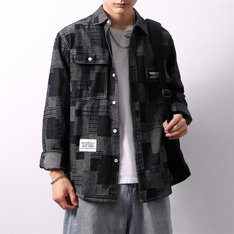 秋季流行男牛仔衬衣宽松休闲长袖衬衫外套XZ310B-3-CY953-P60,男装衬衫,星座310B-3