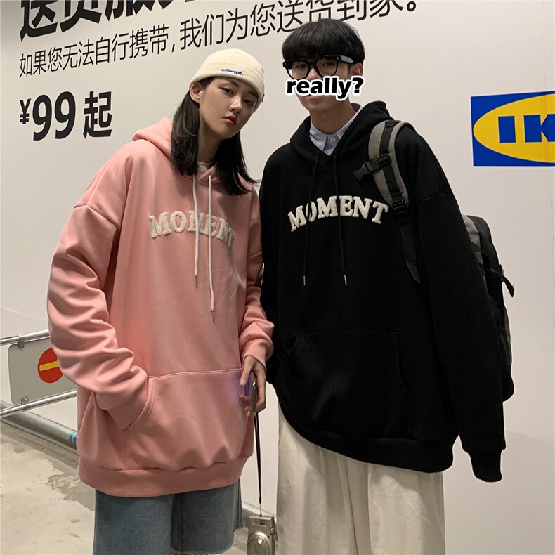 Q2098情侣装连帽套头卫衣毛巾绣2024新款春装外套男女学院风P55,男装卫衣,电商C306-1