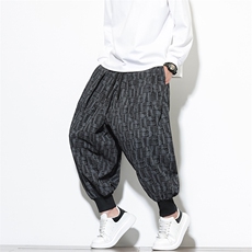 秋冬风休闲裤男宽松大码束脚哈伦裤潮流日系印花裤子AK39P50，男装休闲裤，星座220-2