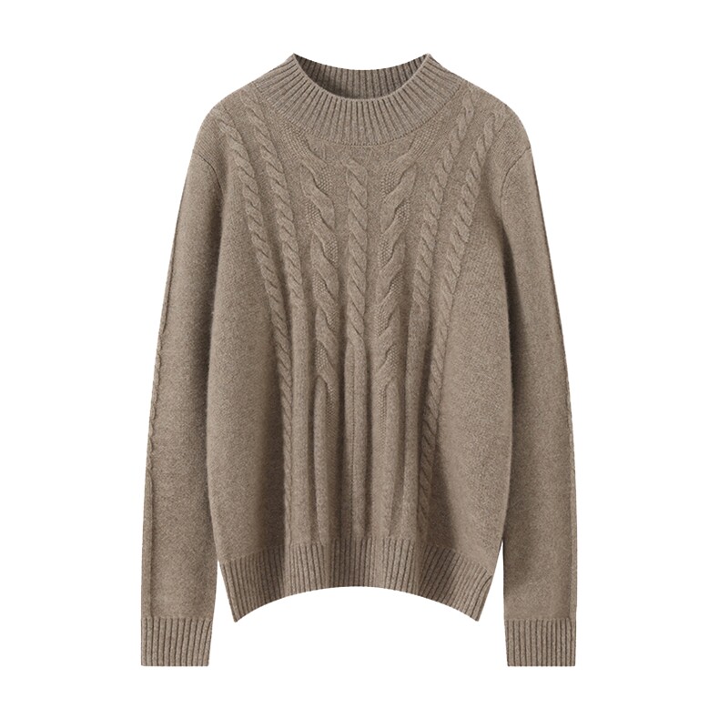 2025秋冬新款羊绒衫女羊绒半高领厚款宽松毛衣休闲针织套衫,女装羊绒衫,普诺米斯