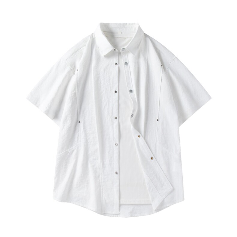 夏季纯色短袖衬衣男宽松落肩质感半袖衬衫A157B-CS4215-特P40,男装T恤,电商A157B