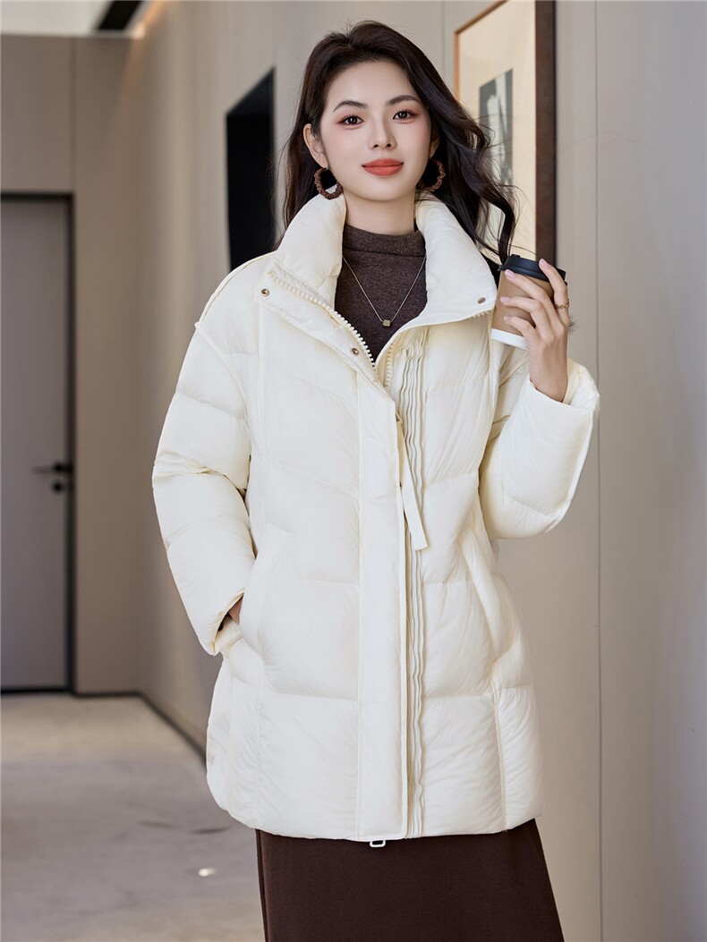 2025年冬季中长款90白鸭绒韩版显瘦百搭中长款羽绒服,女装羽绒服,阿舍尔精品