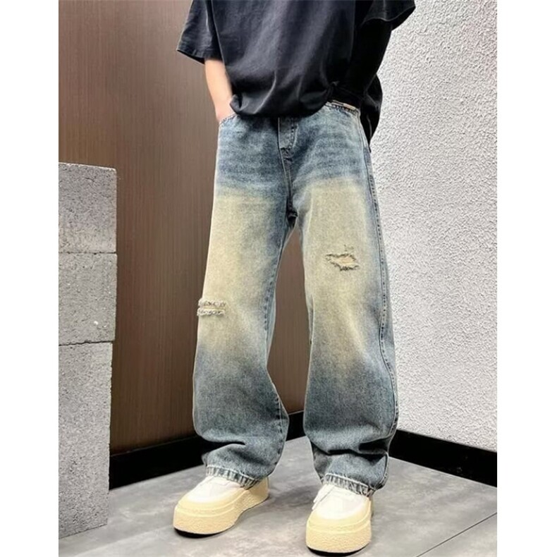 港风潮男春秋字母牛仔裤嘻哈ins潮高街潮流痞帅长裤NKB824，男装牛仔裤，星座1116A（原606A-3）