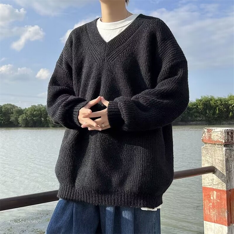 港风秋冬款男V领毛衣套头15支高密度鹿毛针织衫线衣外套M5703P55,男装针织衫/毛衣,星座1013-1