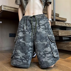 迷彩工装短裤男士韩版潮流高街大口袋2024夏季ins五分裤K5655-P47，男装牛仔裤，星座412-2