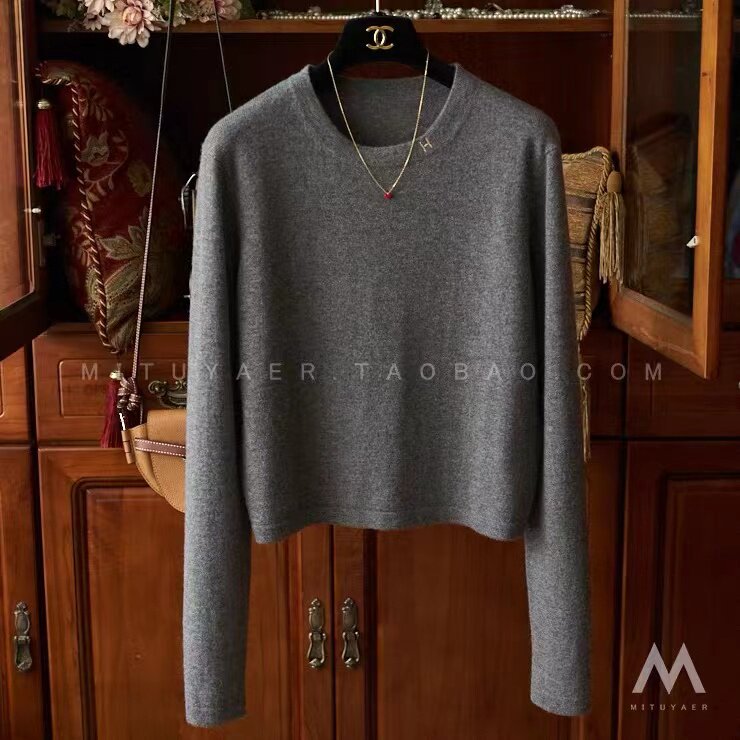 高端时尚美美丽诺超细羊毛衫女圆领休闲百搭针织秋冬毛衣,女装羊毛衫,百纯羊绒