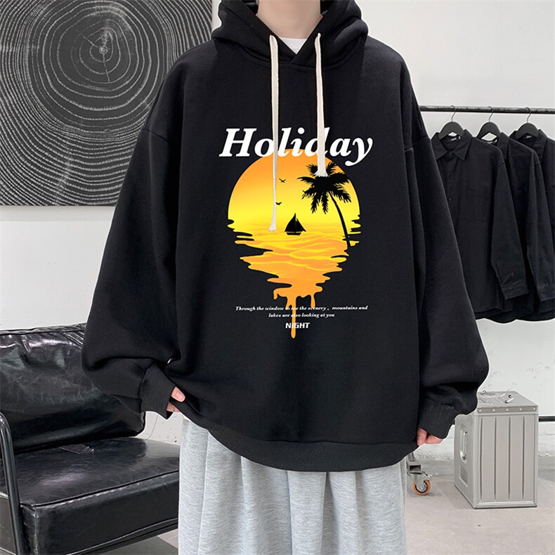 WY2266-P35 加绒款-P40 纯棉连帽卫衣男大码运动帽衫宽松薄外套男图片