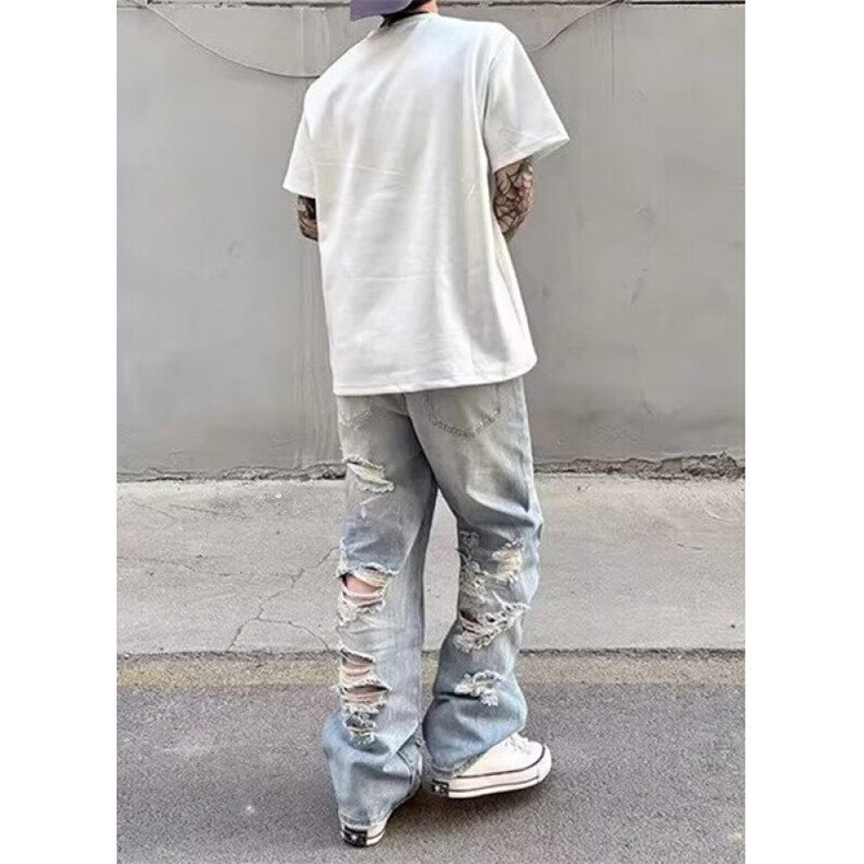 反面破洞牛仔裤男款夏季hiphop乞丐裤欧美街头直筒裤子NB3070,男装牛仔裤,星座1116A（原606A-3）