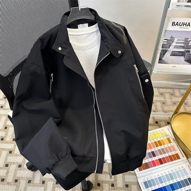 高街工装飞行员夹克男款拉链设计感运动棒球服外套上衣W6345-P64图片