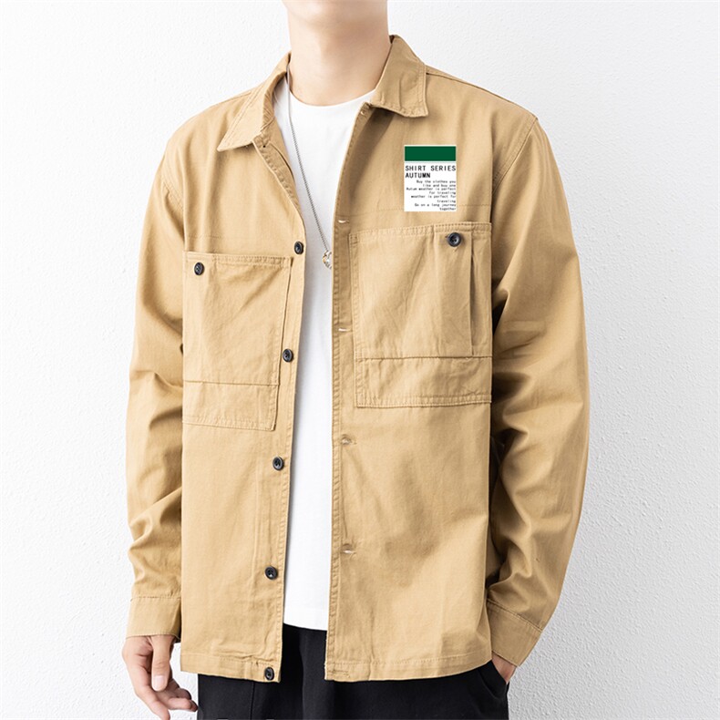 衬衣男新款纯棉工装翻领休闲时尚长袖衬衫XZ310B-3-CY806-P58,男装衬衫,星座310B-3